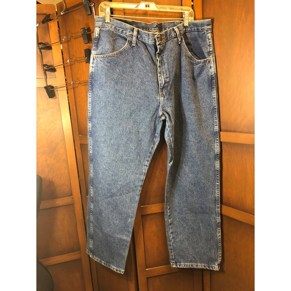 Mens blue denim rustler jeans